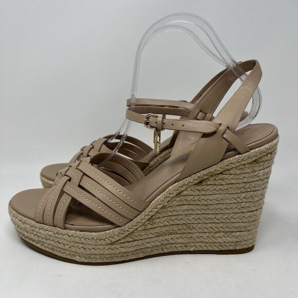 Coach Dottie Tan Wedge Espadrilles Sandals Charms Ankle Strap Women’s Size 11 - Picture 4 of 12